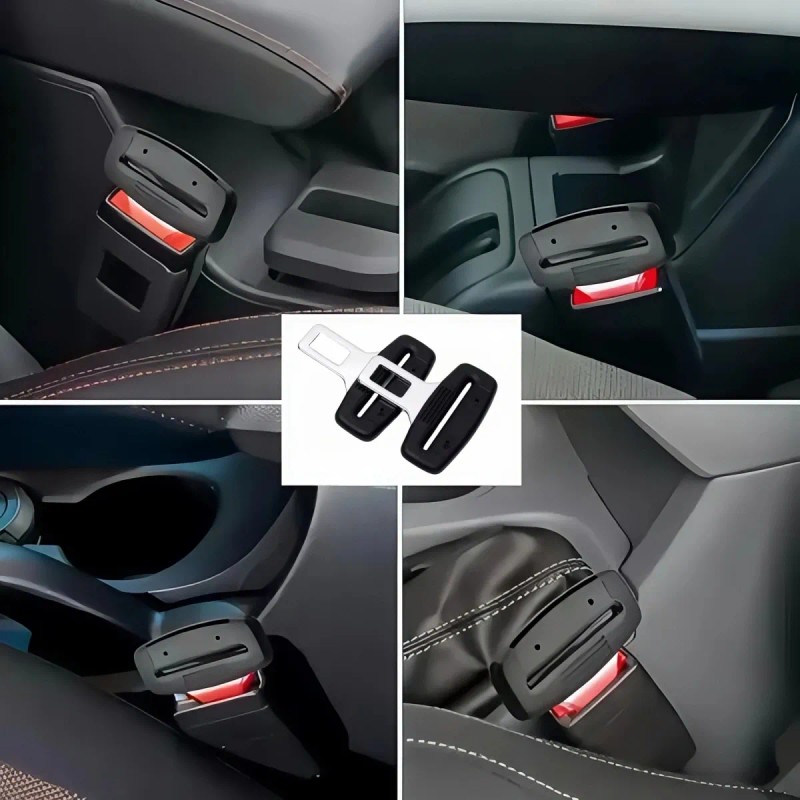 2 Piezas Hebilla De Seguridad Del Coche Auto Universal Negro