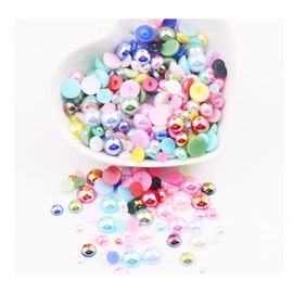 Cosyhav Flat Back Pearls and Rhinestones,Colorful Pearls and Rhinestones for Craft,Suitable for DIY Art Nails and Makeup, Shoes, Cups, Clothes(Mixed Size 3mm-10mm)