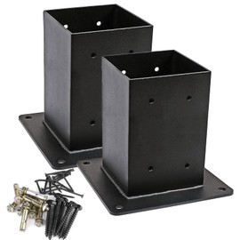 4x4 Post Base Post Bracket Set of 2 (Inner Size 3.6 x3.6 Inch) Heavy Duty Powder-Coated Thick Steel Post Anchor for Pavilion Deck Railing Support Deck Base Plate Holders