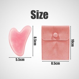 OAAO 1 Piece Heart-Shaped Gua Sha Stone and 1 Piece Storage Bag, Resin Massager, Massage Tool, Facial Massage Stones for Eyes, Neck Skin Care and Body Muscle Relaxation (Pink)