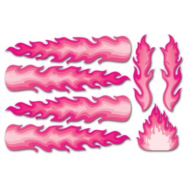 A4 Sticker Sheet Pink Flames Vinyl Stickers - Fire Vehicle Car Bike Speed Motorbike Men Hobbies Hobby Scrapbooking Journal Decor Gift #82547