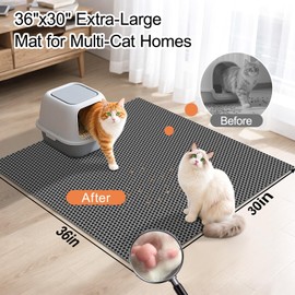 XL Extra Large Cat Litter Box Mat Trapping Catcher Pad with Honeycomb Washable Easy Clean Design for Jumbo Indoor Kitty under Tray for Floor,Anti Tracking,EVA Waterproof,Soft Big,Non-Slip for Kitten
