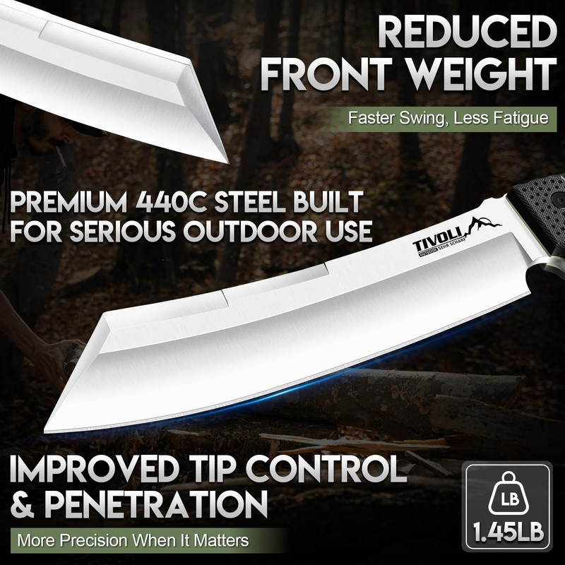TIVOLI Heavy Duty Tanto Machete - Full Tang Fixed Blade