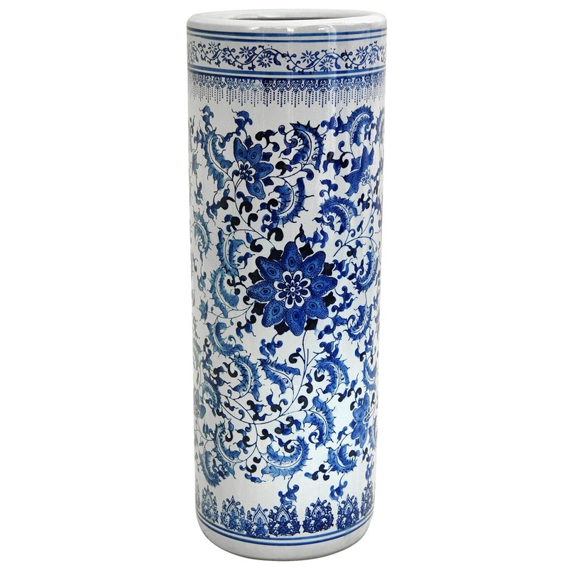 Red Lantern Oriental Furniture 24" Floral Blue & White Porcelain