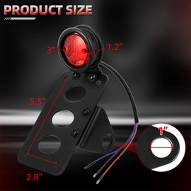 Amazicha 1" Motorcycle LED Tail Brake Light with Bracket, IP67 Waterproof Motorcycle Side Mount License Plate Rear Light Compatible for Harley Sporster Bobber Chopper Yamaha Suzuki Honda Kawasaki