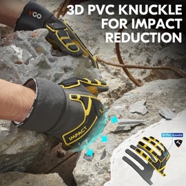 Vgo... Work Gloves Anti Impact Cowhide Touchscreen, Utility Working Gloves Men Heavy Duty for Construction Hgv Trucker Warehouse Multipurpose