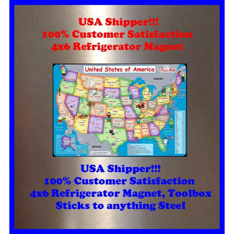 Made in USA United States MAP 4X6 Fridge Magnet Refrigerator