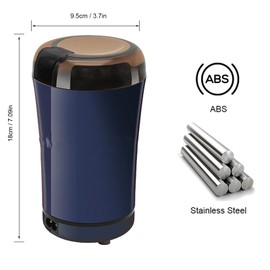 Molino Café, Molino de Café Eléctrico Portátil de Acero Inoxidable con Cepillo de Limpieza, Pequeño Molinillo Doméstico de Granos, Especias y Granos de Café, para Viajes, Camping, Oficina (Azul)