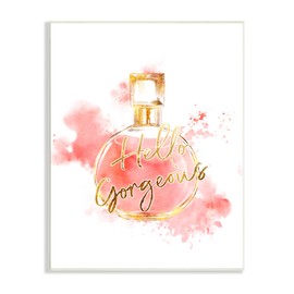 Stupell Industries Hello Gorgeous Fashion Cosmetic Perfume Bottle Pink Watercolor