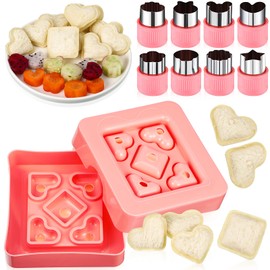 9 Pieces Sandwich Cutter Set Mini Sandwich Cutter Decruster DIY Pocket Sandwich with Vegetable and Fruit Cutters Shapes Sandwich Cutter and Sealer Bread Crust Cutter Bento Box Accessories for Kids