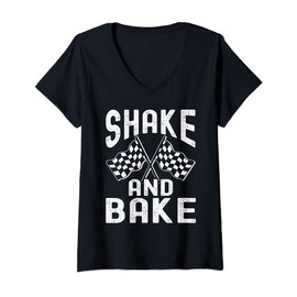 Womens Shake And Bake | Racing V-Neck T-Shirt