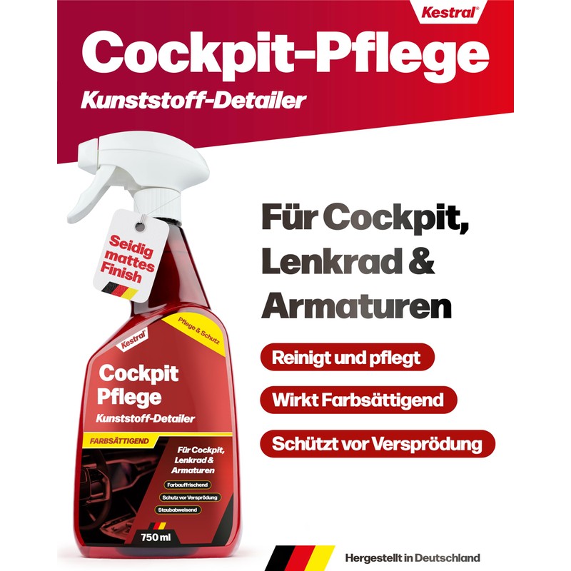 KESTRAL® Car cockpit care, plastic detailer with matte effect, removes