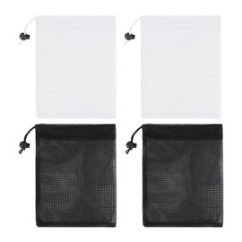 4 Pieces 40 x 35 cm Mesh Drawstring Bags Beach Toy Bags Storage Bags for Clothes, Single Mesh Drawstring Bags, Mesh Handbags, Beach Bags for Kids