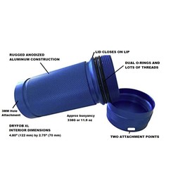 DRYFOB-XL Waterproof PLB Container, Case, Holder - for Scuba Diving and Watersports. Rugged Aluminum. Rated to 330ft(100m) (BLUE-XL, XL)