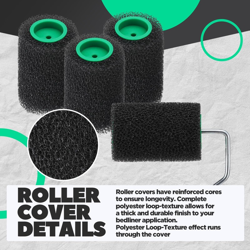 Teenyyou 12 Pcs 3.9" Textured Bed Liner Roller Covers Quick