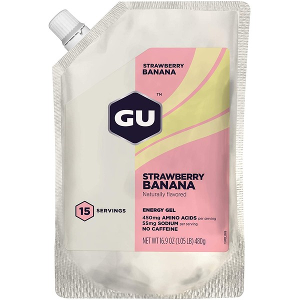 GU Energy Original Sports Nutrition Energy Gel, 15-Serving Pouch, Strawberry Banana