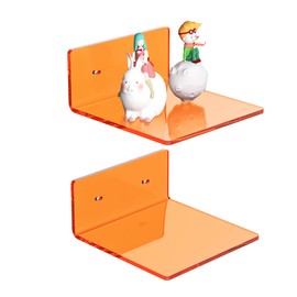 Sezanrpt 15 cm Small Orange Wall Shelves Set of 2, Wall Mounted Display Shelf Rack for Bedroom, Living Room, Smart Speaker, Clock, Decoration, 2 Pack