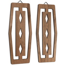 CroBlissful 2 Pcs Modern Mid Century Wall Art Wood Mid Century Elegance Decor Accents Abstract Wall Sculpture Geometric Panels for Interior Panel Art for Home Living Room(Dark Brown)