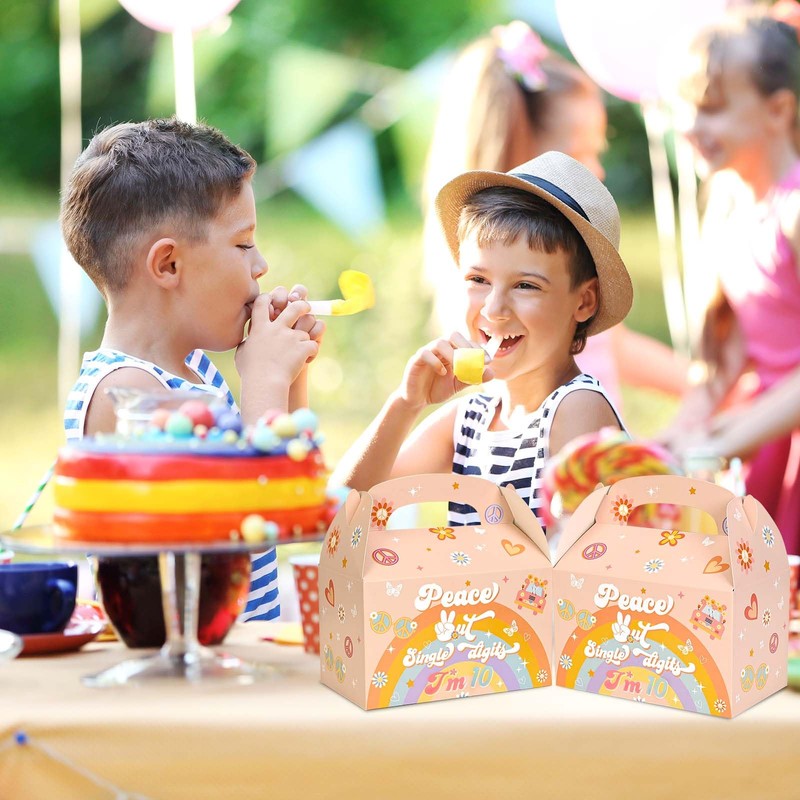 16Pcs Peace Out Single Digits Party Favor Boxes Boho Groovy