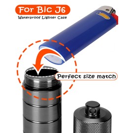 Waterproof Lighter Case Cover Holder for BIC Regular Lighters Sleeve Type J6 Outdoor Survival Multipurpose Seal Lighter Pouch (Black) for Hiking, Travel, Camping, and Emergency Preparedness