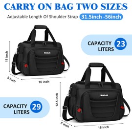 Underseat Carry On luggage Bag Airplanes Personal Item Bags Weekender Overnight Travel Tote Bag Shoulder Small Softside Carry on Luggage Travel Duffel Bags For Men Women-Black