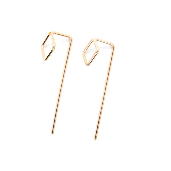 Square Earrings Threader Pull Through Double Sided Ear Jacket Goldfilled
