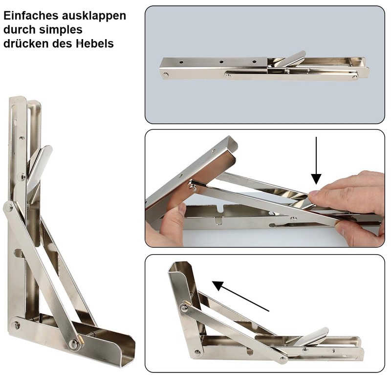 MS Beschläge Folding Shelf Brackets, 1 Pair of Folding Consoles,