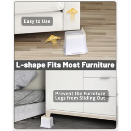 Affogato Bed Risers, 4 Pack 4 Inch Heavy Duty Furniture Risers, Table Leg Extenders, Bed Lifts Fits to Bed, Chair, Desk, Cabinet, Sofa, Couch, Tables, Support up to 5000 Lbs (White)