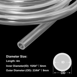 iMeistek Clear Plastic Tubing 6mm Inner Diameter x 9mm OD 4m Length Food Grade Flexible PVC Vinyl Hose for Oil, Water and Air Transfer