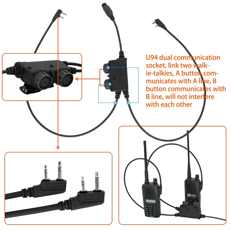 Hearangel U94 PTT Dual Push to Talk 2 Pin K