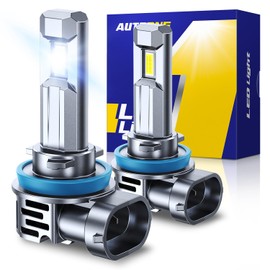 AUTOONE H11 Bulbs 1:1 Mini Size, 30000LM H8/H9/H16 Fog Light Bulbs with Cooling Fan, IP68, Pack of 2