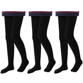 L&K-II 4611 Thermal Tights Girls Children's Tights with Inner Lining Winter Warm Opaque Cuddly Seamless Treggings High Waistband Tight Multicoloured, Pack of 3