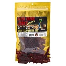 Alien Fresh Jerky - Classic - Honey Teriyaki - Premium Beef - Low Calorie Snack - The Best Jerky In The Universe - 3.25 OZ - Made In USA