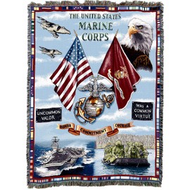 Pure Country Weavers US Marine Corps - Land Sea Air Blanket XL - Gift Military Tapestry Throw Woven from Cotton - Made in The USA (82x62)