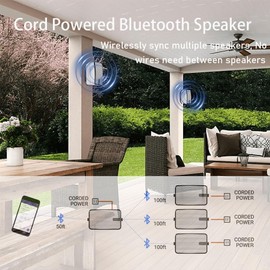 MWAU Outdoor Bluetooth Speakers 400w for Garage, Patio, Porch, Gazebo, Soffit, Entertainment Room. Wall Mount Speaker, Wireless Sync Up to 100 Speakers, IPX5 Waterproof (2 Pcs)