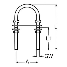 Pack of 2 U-bolts M10 stainless steel V2A 130 mm