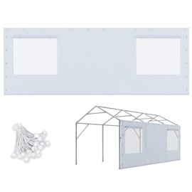 ADVANCE OUTDOOR Replacement Mesh Window Sidewall Tarp for 10/12x20 ft Carport Canopy, Heavy-Duty Waterproof & UV Protected, Easy Installation with Ball Bungees, White, One Sidewall Only