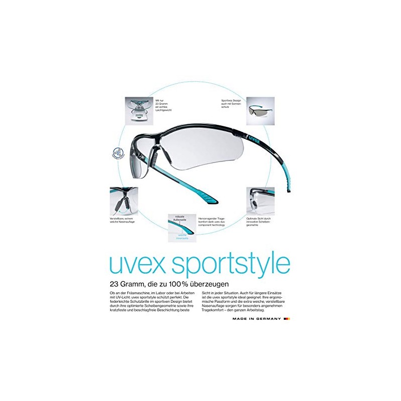 Uvex Sportstyle safety goggles.