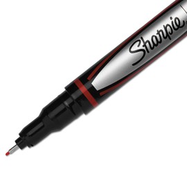 Sharpie 1742665 Plastic Point Stick Permanent Water Resistant Pen, Red Ink, Fine, Dozen