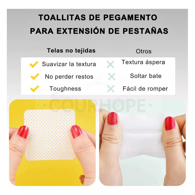Courhope 1000 Toallitas Limpiadora Pegamento Extensiones Pestañas