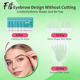 64 tiras de cera para cejas, cejas y labios superiores, mejillas y cara, fórmula de aloe natural para todo tipo de piel sensible para mujeres, removed