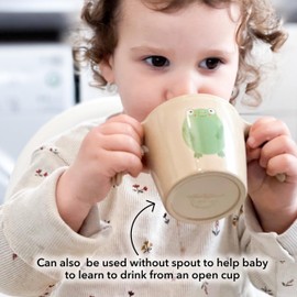 Nuby Rice Husk Two-Handle Training Cup - Eco-Friendly Cup - 100% Compostable and Biodegradable - 4+ Months