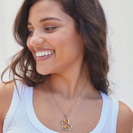 CHIC & ARTSY Dog Mom Necklace Gold Plated 925 Sterling Silver Infinity Dog Mom Necklace Double Heart Infinity with Dog Pendant Necklace Two-Tone Infinity Heart Mom Daughter Necklace