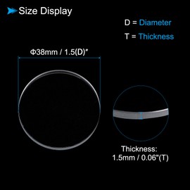 CoCud Watch Glass Crystal Lens, 38mm Diameter 1.5mm Thick, Round Flat Mineral Ultra-Clear Watch Glass Replacements - (Applications: for Watchmaker DIY Repairs)