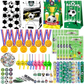 Ourdort Children's Football Party Bag with Whistle Bracelet Keyring Football Decoration Birthday Party Bag Tattoo Give Football Gifts for Boys