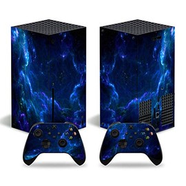 DOMILINA Full Body Vinyl Skin Stickers Decal Cover for Series X Console & Controllers(Blue Galaxy)