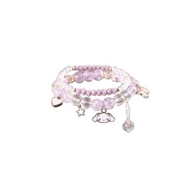 NIQIPOK Crystal Bead Bracelet Cute Cartoon Kawaii Elastic Beaded Bracelets for Women,Kawaii Crystal Beads Anime Relationship Matching Bracelet for Best Bracelets (Purple)