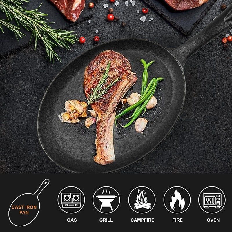 DVK Sizzling Plate with Wooden Base Fajita Skillet with Scald