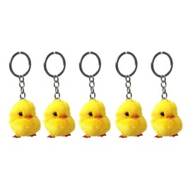 FEYLIE Keychain, 5 Pcs/Set Furry Yellow Duck for Key Ring Fluff Soft Chick Keychains Nice Car for Key Ring Easter Keyring Handbag Jewelry