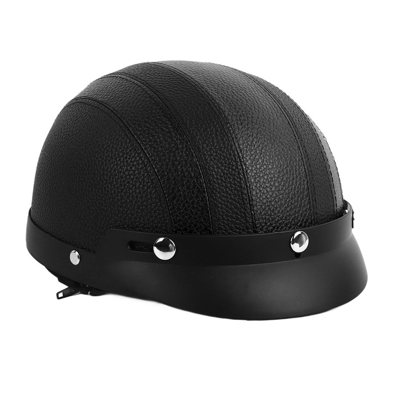 Half Helmet Breathable Sun Blocking Retro Safe PU Leather Motorcycle